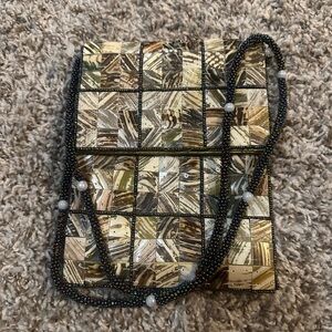Mad by Design Mother of Pearl & Horn Toffee Cross Body Evening Bag, Purse Boho